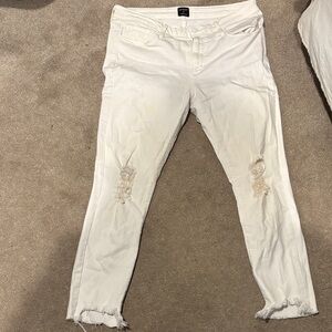 JUST BLACK White Distressed Skinny Jeans - Size 31